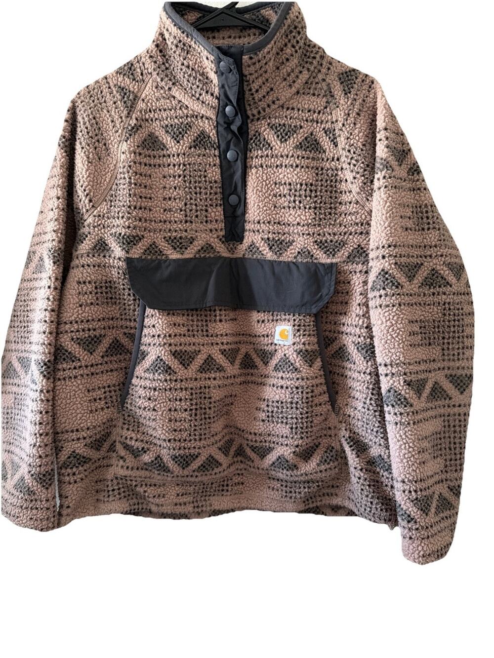 Carhartt Women’s L Aztec Sherpa Fleece Pullover WJ4991-W Southwestern Snap Mock